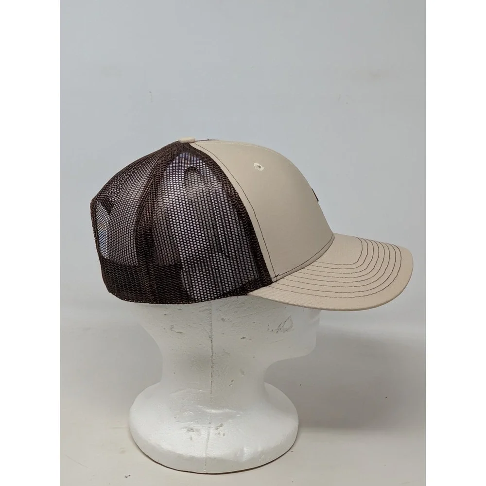 Blue Sage Services Trucker Hat Tan Brown Mesh Snapback Baseball Cap Logo Patch